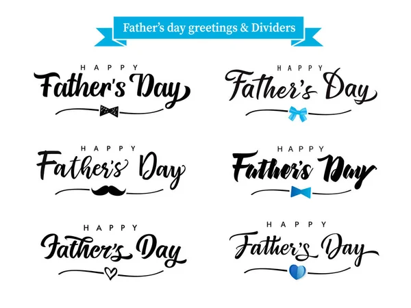 Set Fathers Day Holiday Greetings Dividers Shape Happy Father Day — Stock Vector
