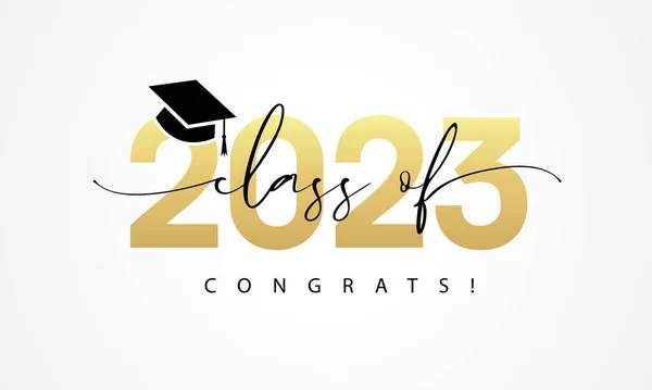 Classe 2023 Scrittura Parole Script 2023 Congratulazioni Graduate Design Con — Vettoriale Stock