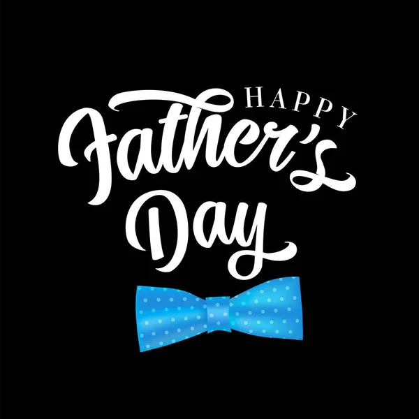 幸せな父の日の書道と青の現実的な蝶ネクタイ 青い弓とエレガントな文字で父の日ベクトルのデザインコンセプト — ストックベクタ