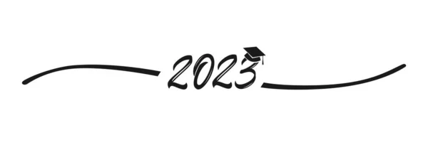 2023番と教育キャップと手書きスタイルの創造的な分周器 ディプロマ デザインの要素 証明書フレーム 2023年の卒業生 バナーコンセプトを卒業 アブストラクトライン付き20 23サイン — ストックベクタ