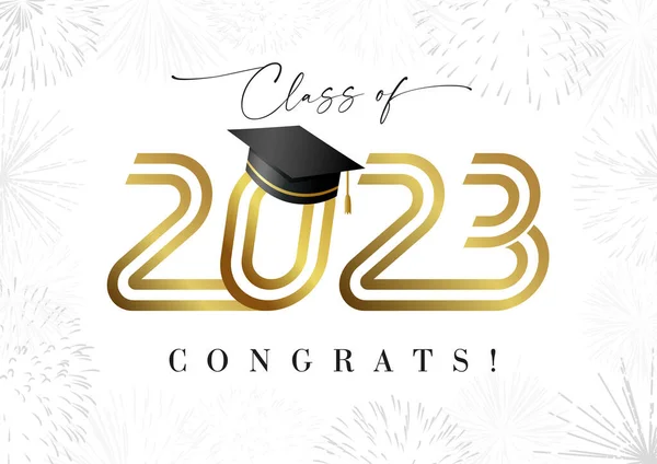 Banner Graduación 2023 Clase Concepto 2023 Felicitaciones Oro Educativo Creativo — Vector de stock