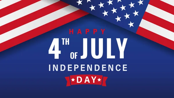 Happy Juli Independence Day Banner Mit Fahne Und Schleife Amerikanisches — Stockvektor