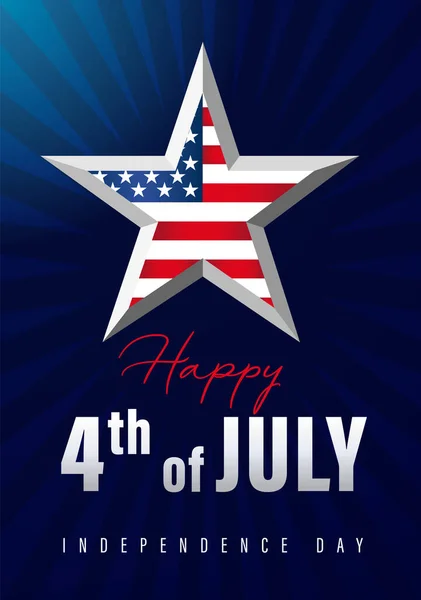Šťastný Červenec Den Nezávislosti Usa Prapor Modrých Paprsků Americký Sváteční — Stockový vektor