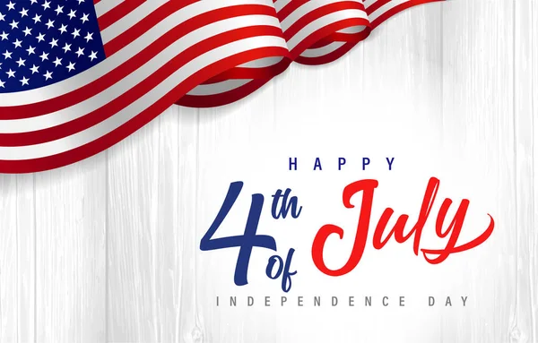 Glad Juli Idependence Day Bokstäver Med Flagga Usa Träskivor Amerikansk — Stock vektor