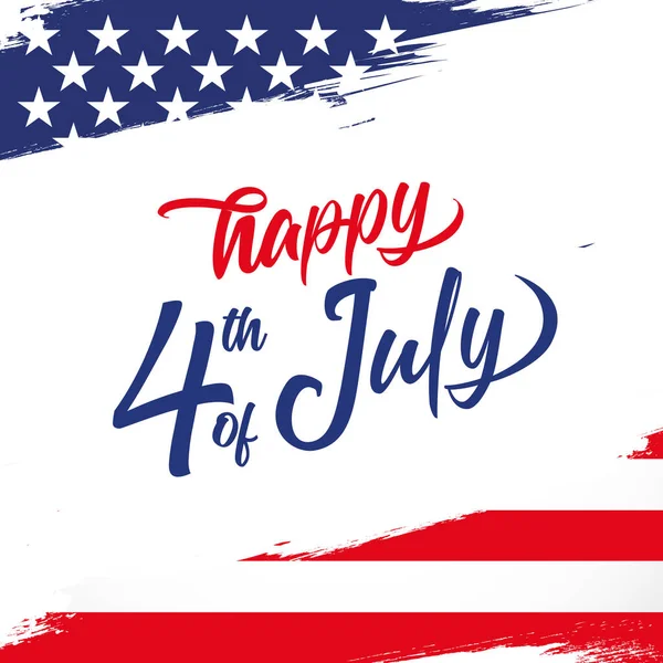 Července Happy Independence Day Blahopřání Tahem Štětcem Pozadí Spojené Státy — Stockový vektor