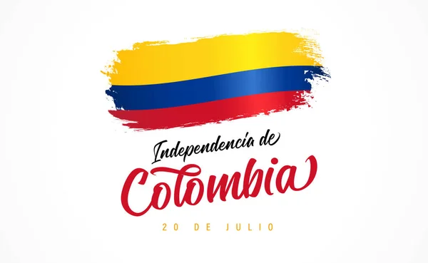 Independencia Colombia Betűk Grunge Zászló Fordítás Spanyolból Boldog Függetlenség Napját — Stock Vector