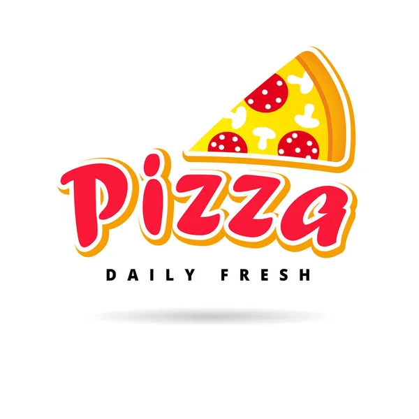Pizza Daily Fresh Logo Template Vector Emblem Food Delivery Service — Stock Vector