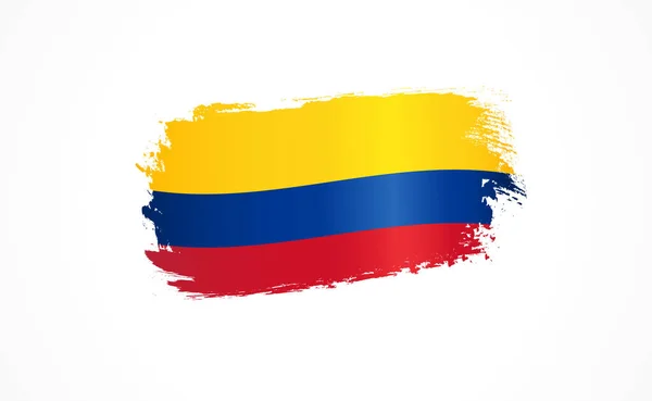 Colombia Grunge Vlag Colombiaanse Vlag Penseelstreken Vorm Voor Onafhankelijkheidsdag Vector — Stockvector