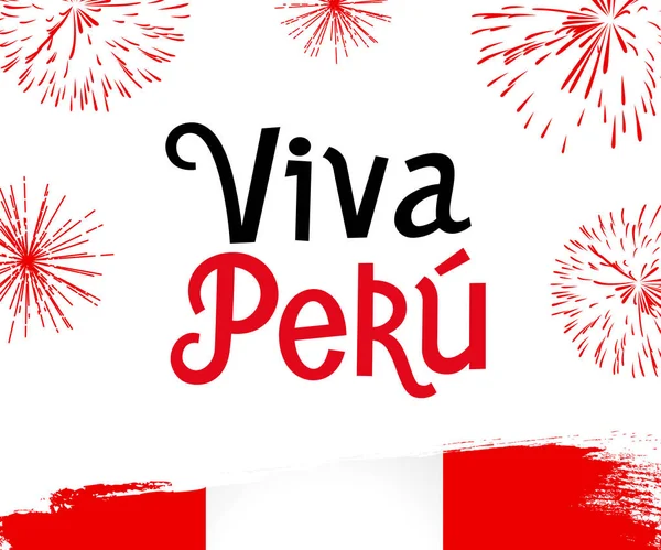 Здравствует Перу Перевод Испанского Здравствует Перу Патриотическая Векторная Иллюстрация Флага — стоковый вектор
