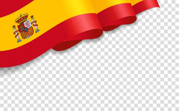 スペイン3D透明背景に隔離されたフラグを振って スペイン王国建国記念日の挨拶カード ベクトル現実的な状態フラグとイラストバナー — ストックベクタ