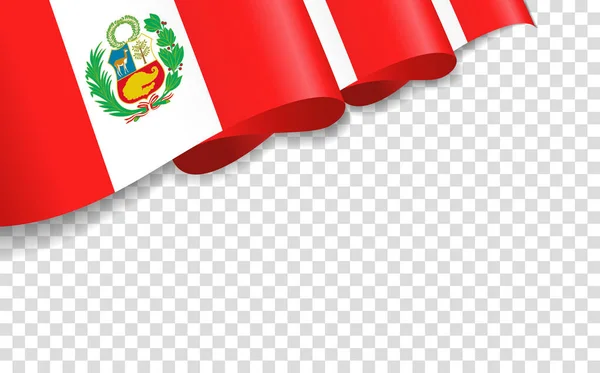 Onda Bandera Perú Aislada Sobre Fondo Transparente Bandera Patriótica Nacional — Vector de stock