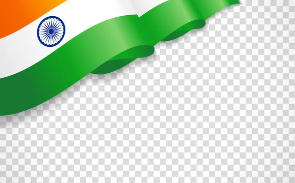 Schwenkt Die Flagge Indiens Auf Transperentem Hintergrund Realistische Indische Flagge — Stockvektor