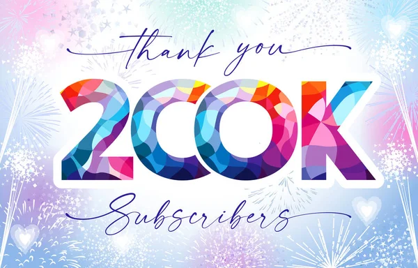 Vielen Dank 200K Abonnenten Social Media Post Farbenfroher Dank Für — Stockvektor
