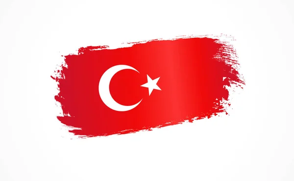 Bandeira Turca Feita Pincel Texturizado Bandeira País Patriótica Isolada Fundo — Vetor de Stock