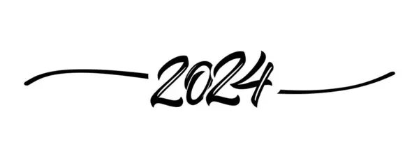 2024 Dibujado Mano Forma Línea Arte Negro Símbolo Divisor Para — Vector de stock