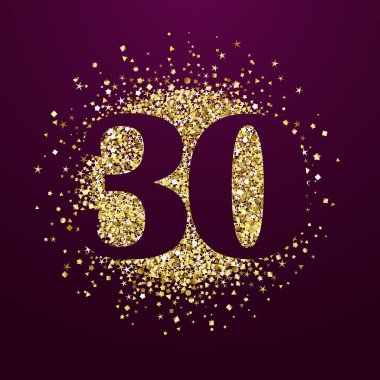 En iyi 30 altın sembol. Güzel numara 30 ve altın çember. Soyut tatil arkaplanı. İzole elementler. 30 yıllık tebrik konsepti. 30. yıldönümü kutlaması fikri. Şablondan yüzde 30 'a kadar saptı