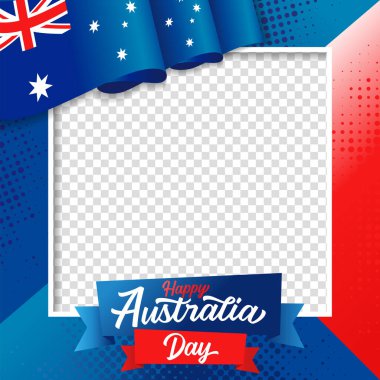 Happy Australia Day frame decoration with 3d flag for social media. Creative vector background for national holiday Anniversary or Foundation Day