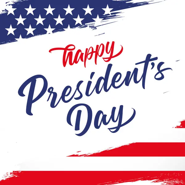Happy Presidents Day Grußkarte Mit Flagge Und Pinselstrich Hintergrund Holiday lizenzfreie Stockillustrationen