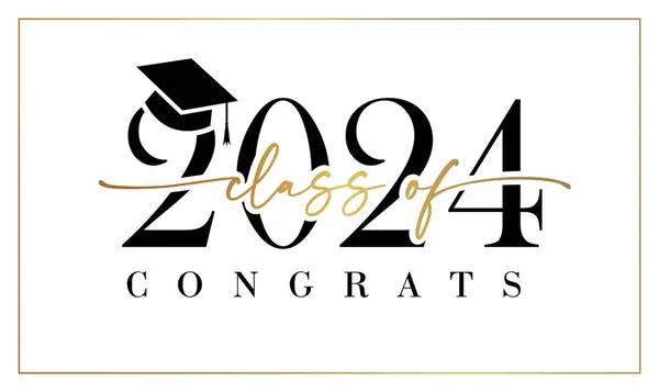 Class 2024 Niedliches Grafisches Logo Konzept Glückwunsch Absolventen Banner Diplom Vektorgrafiken