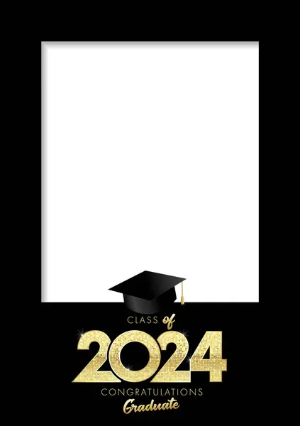 Abschluss Fotorahmen Klasse 2024 Schwarzer Kopierraum Hintergrund Mit Der Zahl Stockvektor
