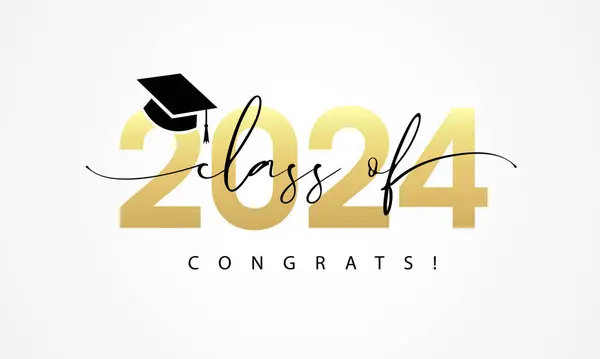 Classe 2024 Félicitations Lettrage Logo Design 2024 Nombre Félicitations Diplômés Vecteurs De Stock Libres De Droits