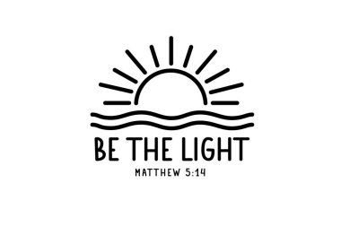 Hristiyan İncil 'inden bir alıntı. Matthew 5: 14 giysi, tişört ya da kamp logosu için tipografik tasarım. Vektör rahatsızlığı