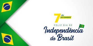 7 de Setembro, Feliz Dia de Independencia do Brasil bayrağı. Çeviri: 7 Eylül, Mutlu Brezilya Bağımsızlık Günü. Vektör İllüstrasyonu