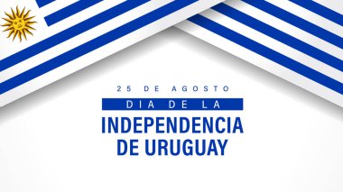 25 de Agosto, Dia de la Independencia de Uruguay bayrağı. Çeviri: 25 Ağustos, Uruguay Bağımsızlık Günü. Vektör İllüstrasyonu