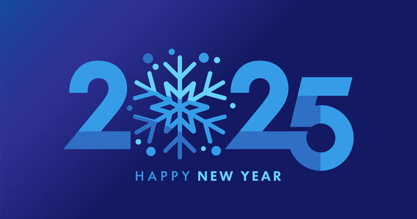 С Новым 2025 годом творческие номера снежинки и типографики. Синие цифры 2025 для рождественских плакатов или оформления рождественских распродаж