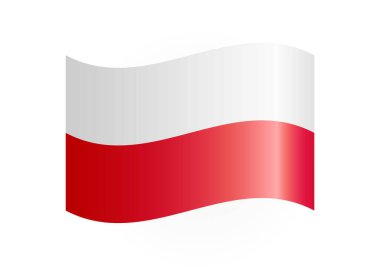 Polonya bayrağının 3 boyutlu tasarımı. Polonya 'nın yaratıcı bayrağı web simgesi. İzole edilmiş sembol. Kopyalama alanı olan bayrak şablonu. Eğitici ya da spor etkinliği grafik öğesi. Çizgi film tarzı. Yatay Pankart.
