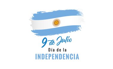 9 de Julio, Dia de la Independencia de Argentina banner with grunge flag. Translation - July 9, Argentina's Independence Day. Argentine Independence Day was declared on July 9, 1816