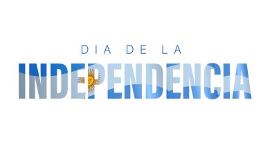 Dia de la Independencia de Arjantin tipografi afişi. Çeviri: Arjantin Bağımsızlık Günü 'nüz kutlu olsun. Harf ve bayrak ile vektör illüstrasyonu