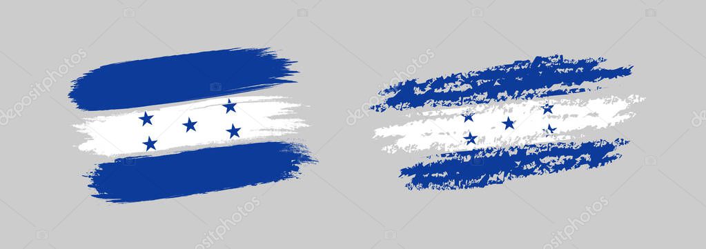 Flag of Honduras drawn with chalk and brush style. Clip art set