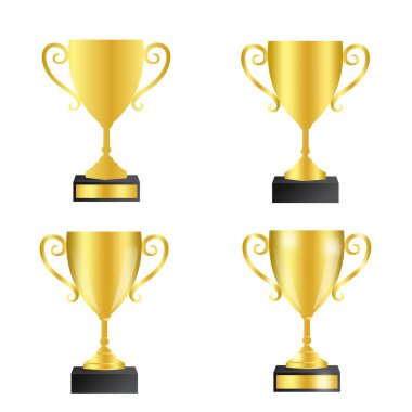 Soyut Altın Kupa Silüeti Çizimi