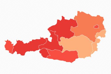Renkli Avusturya Bölünmüş Harita İllüstrasyonu