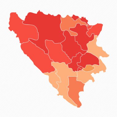 Renkli Bosna-Hersek Bölünmüş Harita İllüstrasyonu