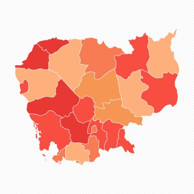 Renkli Kamboçya Bölünmüş Harita İllüstrasyonu