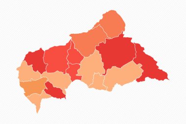 Renkli Orta Afrika Cumhuriyeti Bölünmüş Harita İllüstrasyonu