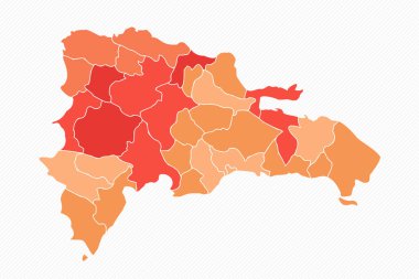 Renkli Dominik Cumhuriyeti Bölünmüş Harita İllüstrasyonu