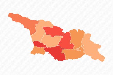 Renkli Georgia Bölünmüş Harita İllüstrasyonu