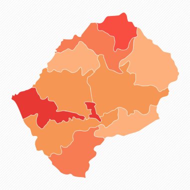 Renkli Lesotho Bölünmüş Harita İllüstrasyonu