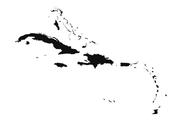 Abstract Silhouette Caribbean Mapa Simples — Vetor de Stock