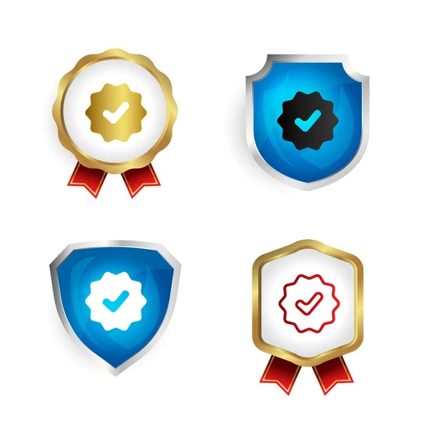 Résumé Symbole Vérifié Badge Collection Étiquettes — Image vectorielle