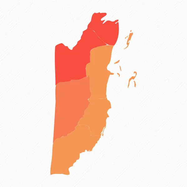 Belize Colorido Dividido Mapa Ilustração —  Vetores de Stock