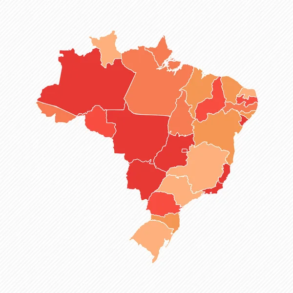 Bunte Geteilte Landkarte Brasiliens — Stockvektor