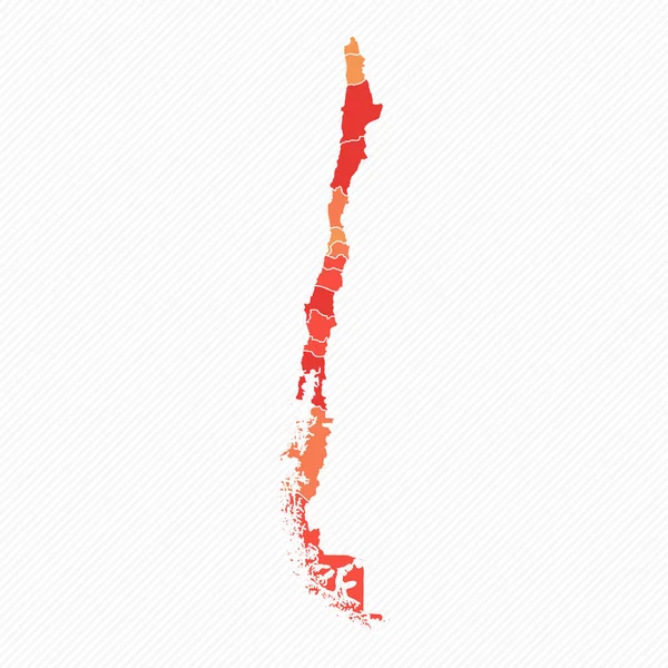 Πολύχρωμη Χιλή Διαιρεμένη Απεικόνιση Χάρτη — Διανυσματικό Αρχείο