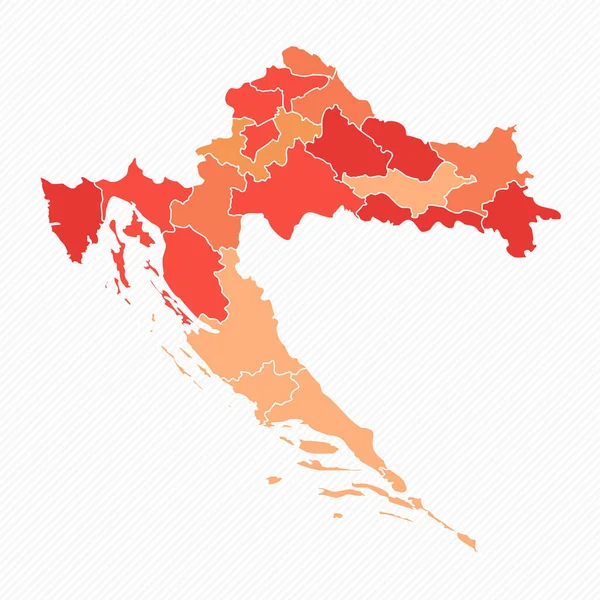 Kolorowa Chorwacja Podzielona Mapa Ilustracja — Wektor stockowy