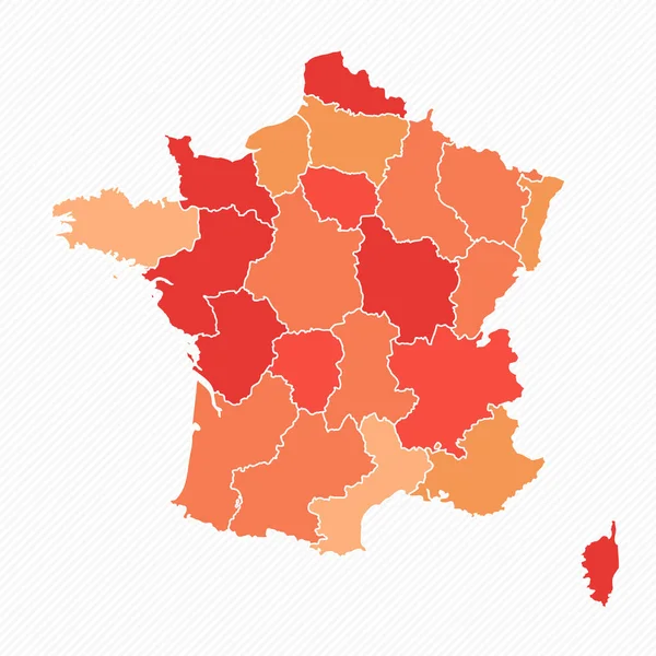 Renkli Fransa Bölünmüş Harita Llüstrasyonu — Stok Vektör