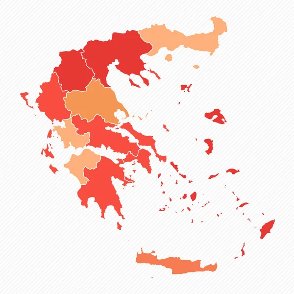 Kolorowa Grecja Podzielona Mapa Ilustracja — Wektor stockowy