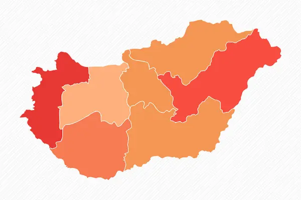 色彩斑斓的匈牙利分区地图图解 — 图库矢量图片